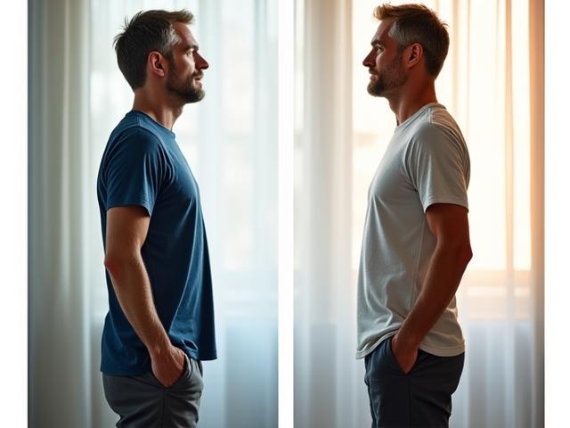 David's posture improvement with before and after images