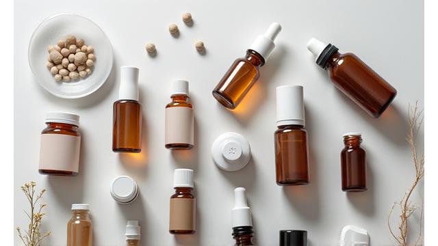 Assortment of premium supplement bottles and capsules on a sleek surface.