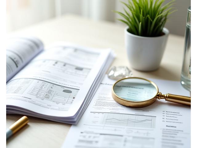 Magnifying glass over scientific research papers, with a crystal and healthy plant in the foreground, signifying meticulous scientific vetting of products.