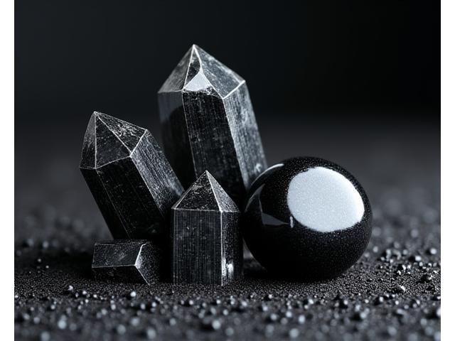 Rough and polished Black Tourmaline crystals, known for protection