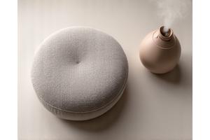 High-quality meditation cushion and aromatherapy diffuser.